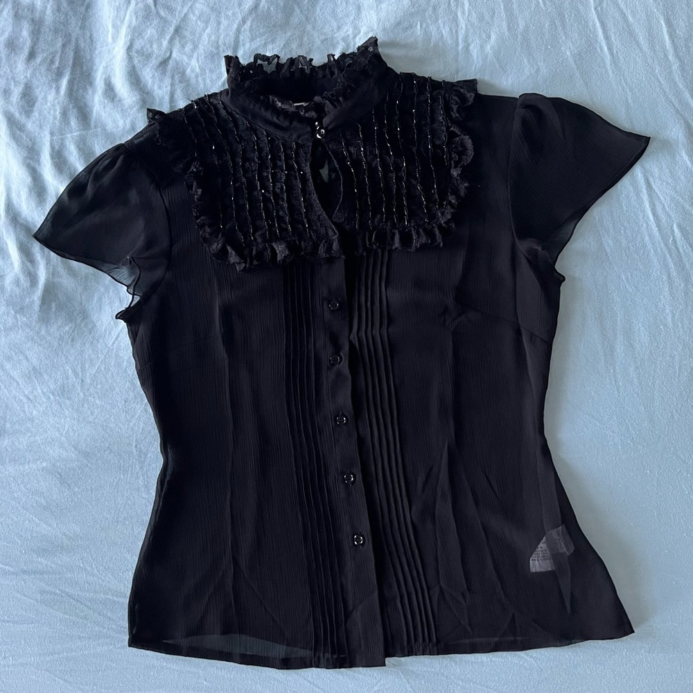 Chiffon tops for women with lace and payet detail